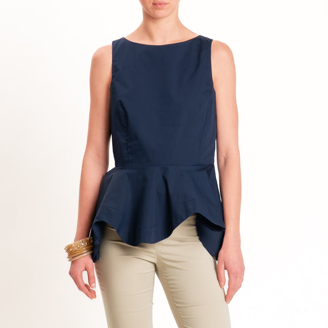 Tensione in-Top popeline con balza - blu