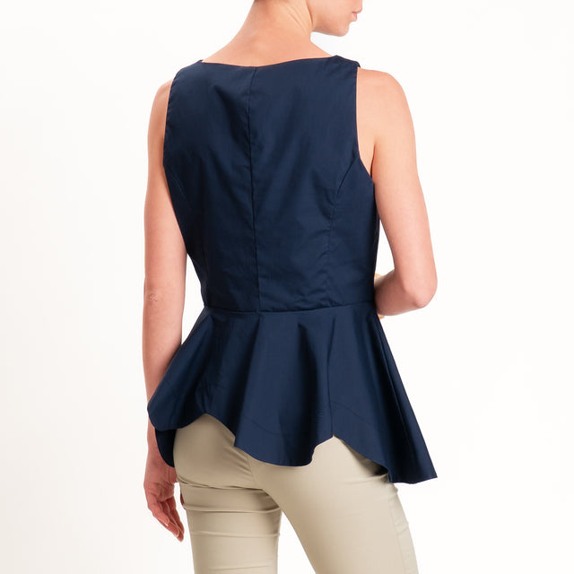 Tensione in-Top popeline con balza - blu