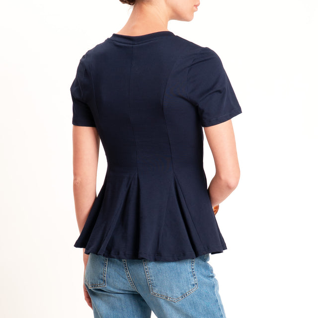 Tensione in-T-shirt girocollo con riprese - blu