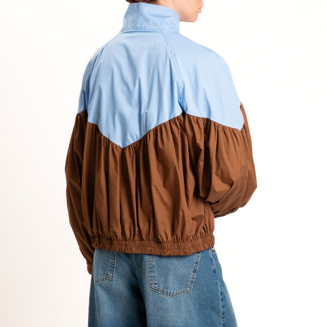 Tensione in-Bomber in cotone leggero bicolore con zip - cielo/camel