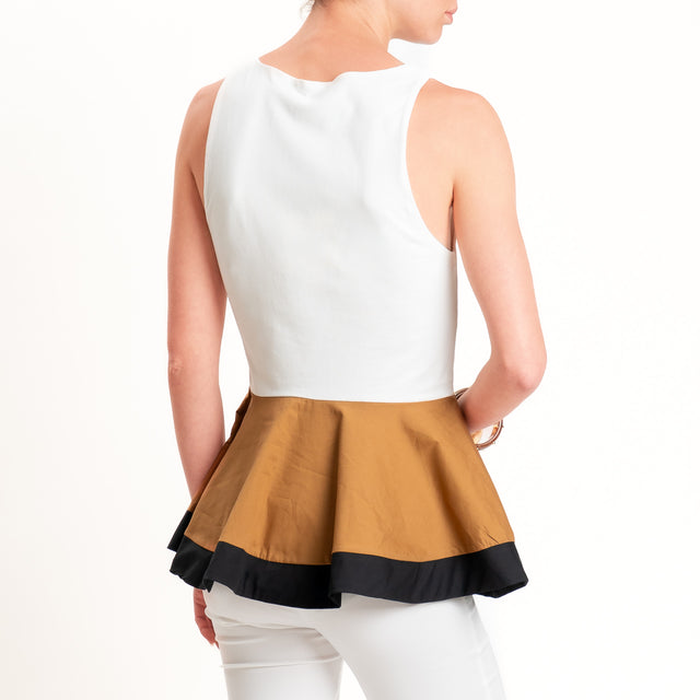 Tensione in-Top con balza multicolor - panna/biscotto/nero
