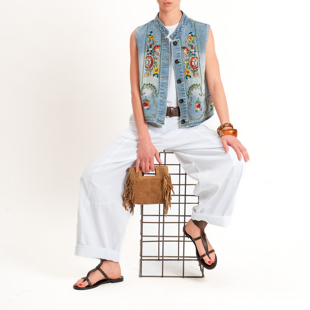 Tensione in-Gilet jeans ricamato - denim
