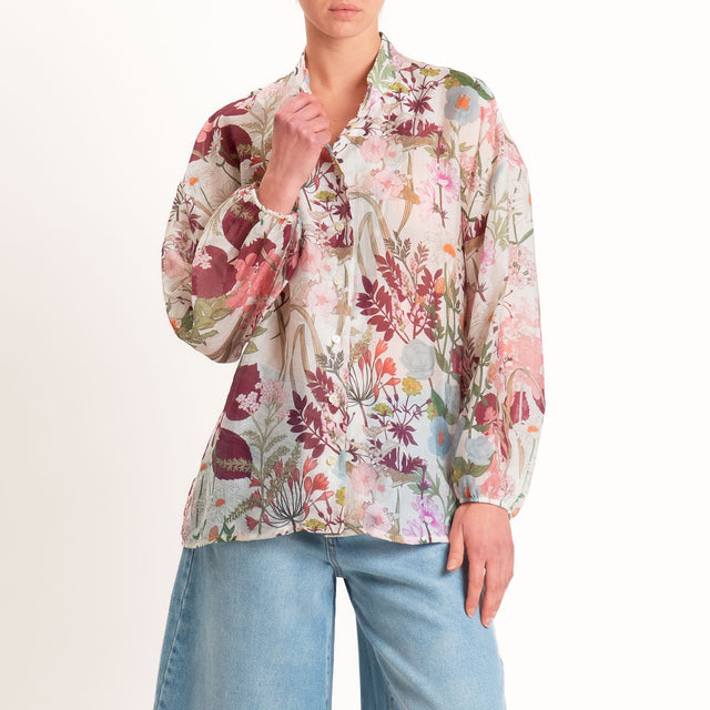 Tensione in-Camicia mussola di lyocell fantasia floreale - burro/india/rosa