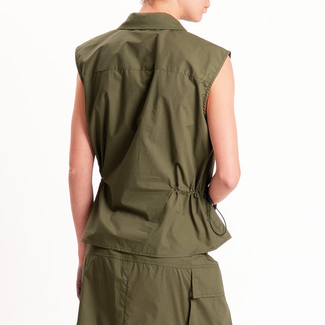 Tensione in-Camicia smanicata in popeline con coulisse - militare