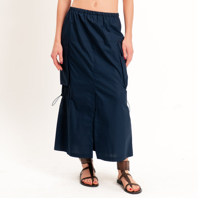 Tensione in-Gonna cargo in popeline - blu