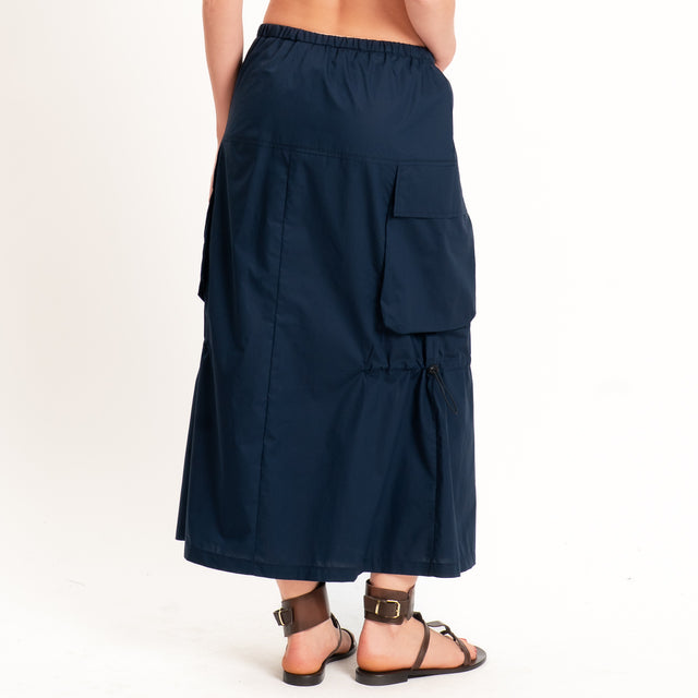 Tensione in-Gonna cargo in popeline - blu