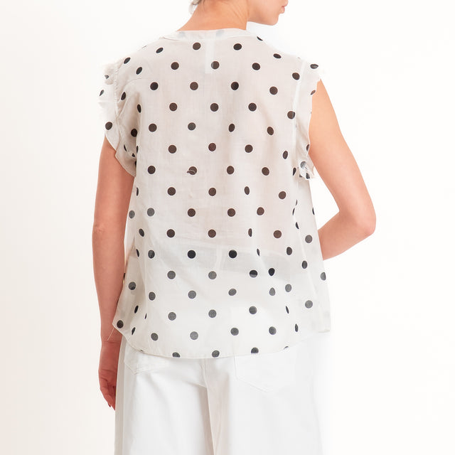 Tensione in-Camicia smanicata pois in mussola - bianco/nero