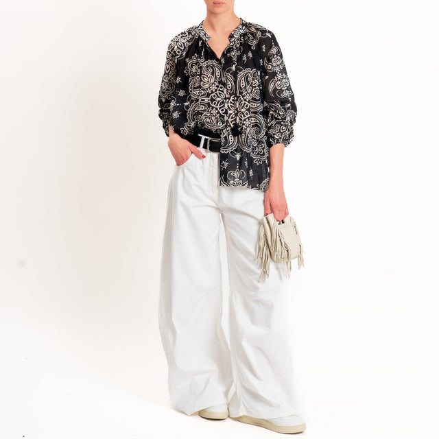 Tensione in-Camicia mussola fantasia - nero/burro