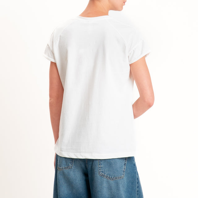 Tensione in-T-shirt taschino fantasia bandana - bianco/nero