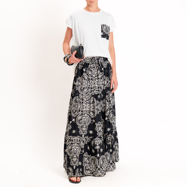 Tensione in-Gonna balze fantasia bandana - nero/sand