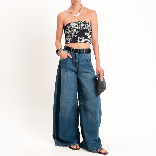 Tensione in-Top a fascia fantasia bandana - nero/sand