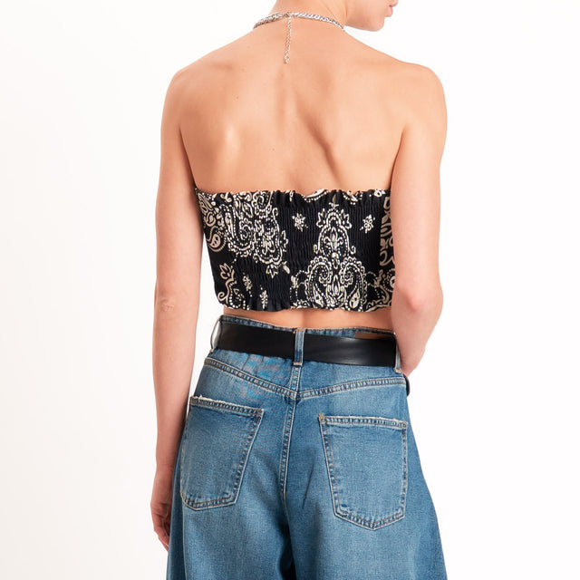 Tensione in-Top a fascia fantasia bandana - nero/sand