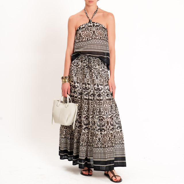 Tensione in-Completo top+gonna fantasia etnica - sand/moro/nero
