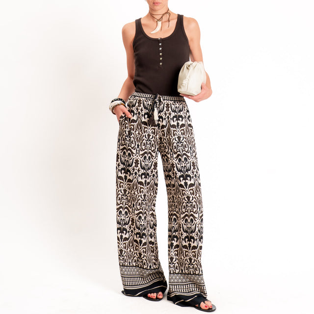 Tensione in-Pantalone mussola fantasia etnica - sand/moro/nero