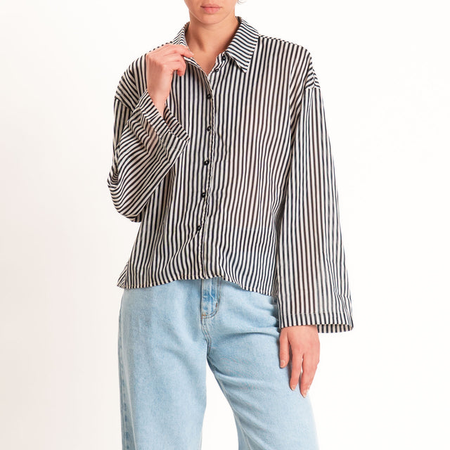 Tensione in-Camicia mussola a righe - sand/nero