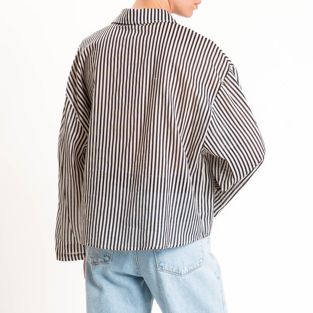 Tensione in-Camicia mussola a righe - sand/nero