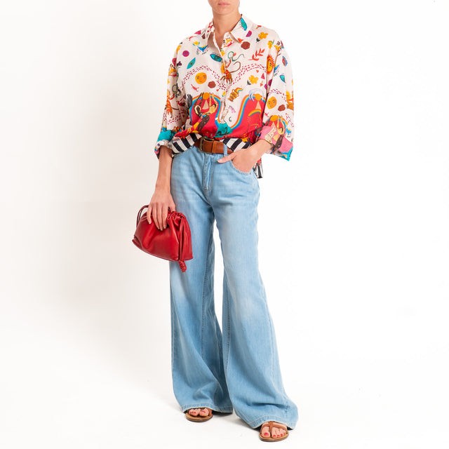 Tensione in-Camicia mussola fantasia - cipria/fucsia/orange