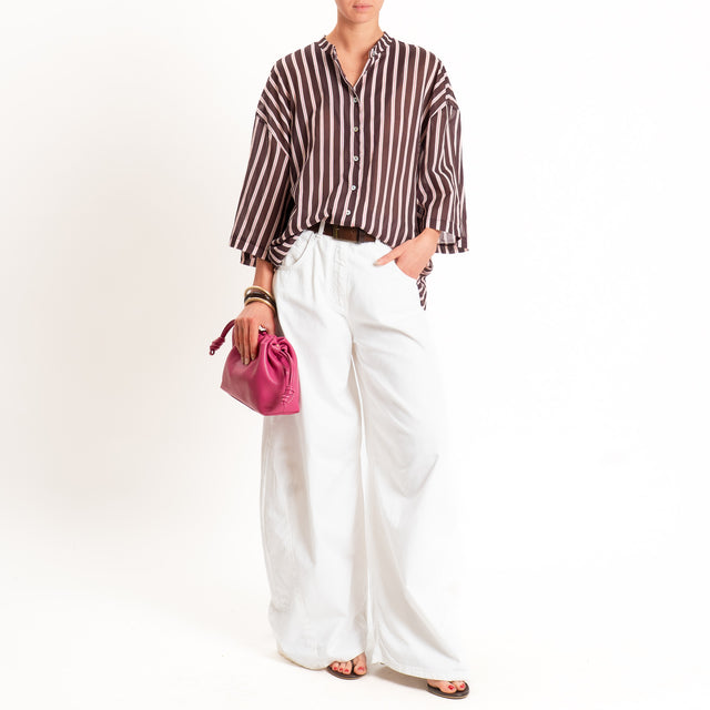 Tensione in-Camicia mussola a righe - moro/burro/fucsia