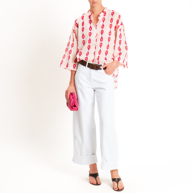 Tensione in-Camicia mussola fantasia - rosa/fucsia