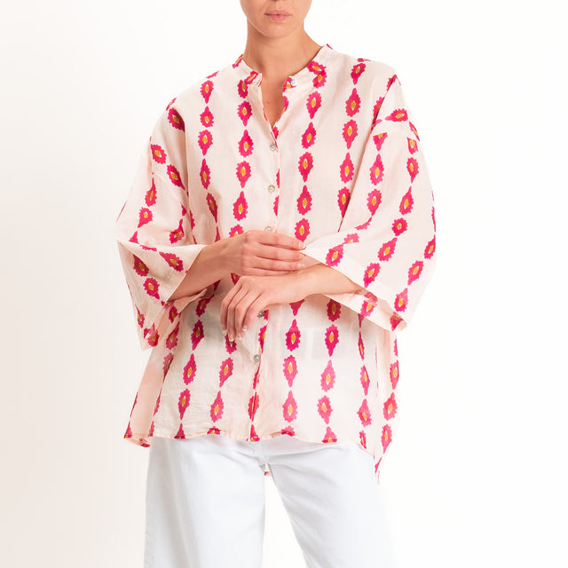 Tensione in-Camicia mussola fantasia - rosa/fucsia