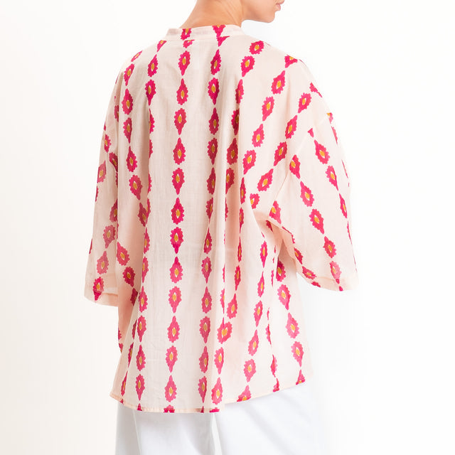 Tensione in-Camicia mussola fantasia - rosa/fucsia