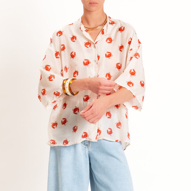 Tensione in-Camicia mussola fantasia crabs - burro/rosso