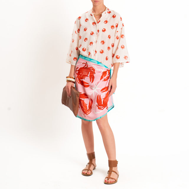 Tensione in-Camicia mussola fantasia crabs - burro/rosso