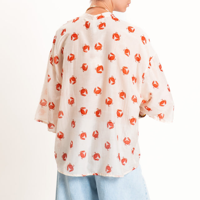 Tensione in-Camicia mussola fantasia crabs - burro/rosso