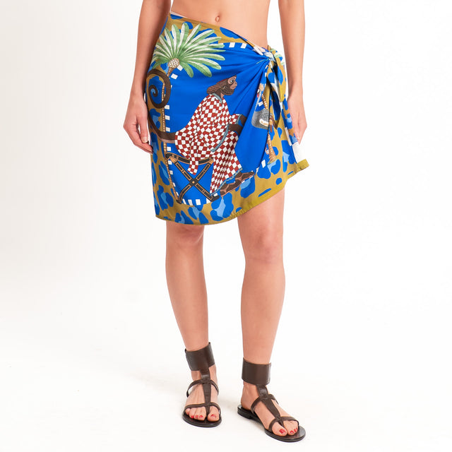 Tensione in-Gonna pareo fantasia monkey - royal/india/moro