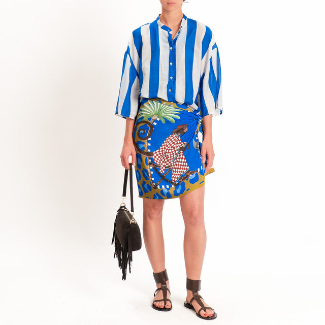 Tensione in-Camicia mussola a righe - royal/burro
