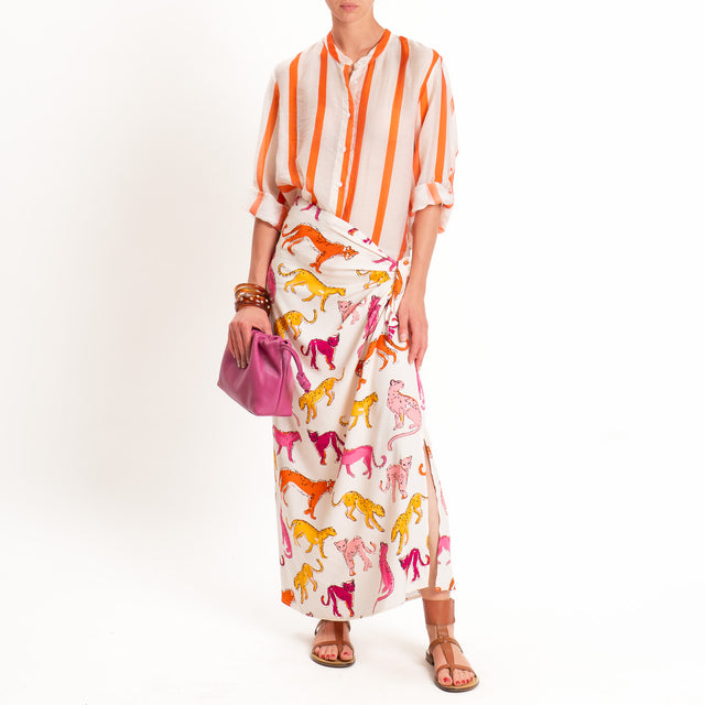 Tensione in-Gonna pareo fantasia leopardi - burro/fucsia/orange