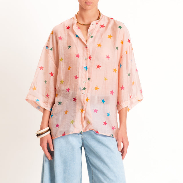 Tensione in-Camicia tencel fantasia stelle - rosa