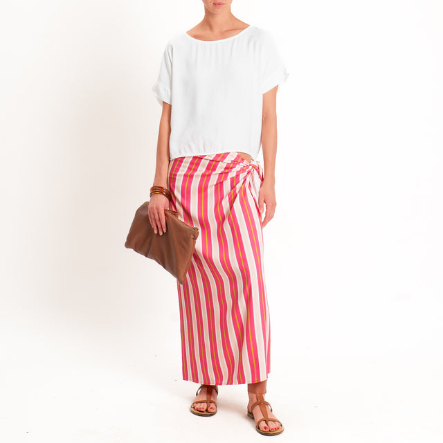Tensione in-Gonna pareo a righe - fucsia/sand/olive
