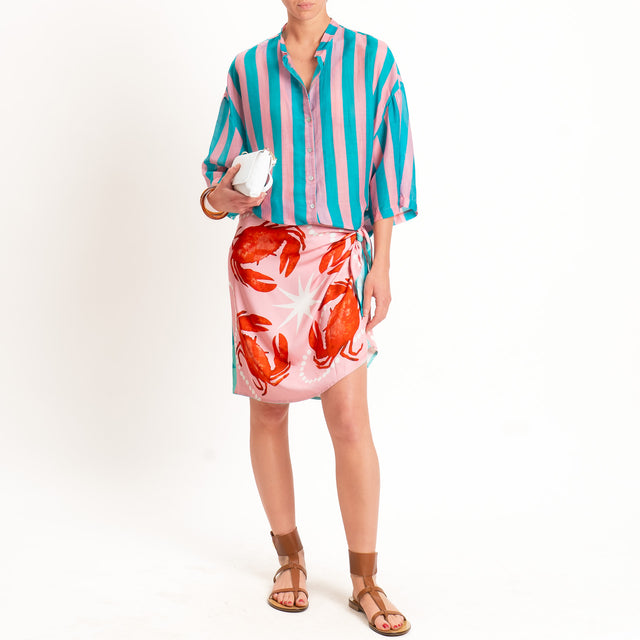 Tensione in-Camicia in mussola a righe - rosa/turchese
