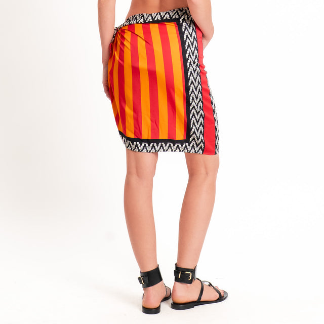 Tensione in-Gonna corta pareo fantasia zebra - arancio/rosso/nero
