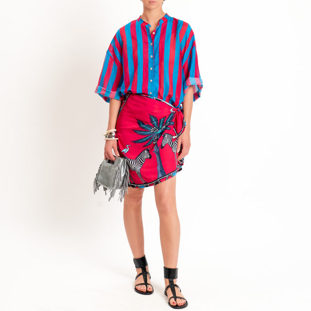 Tensione in-Camicia in mussola a righe - magenta/turchese