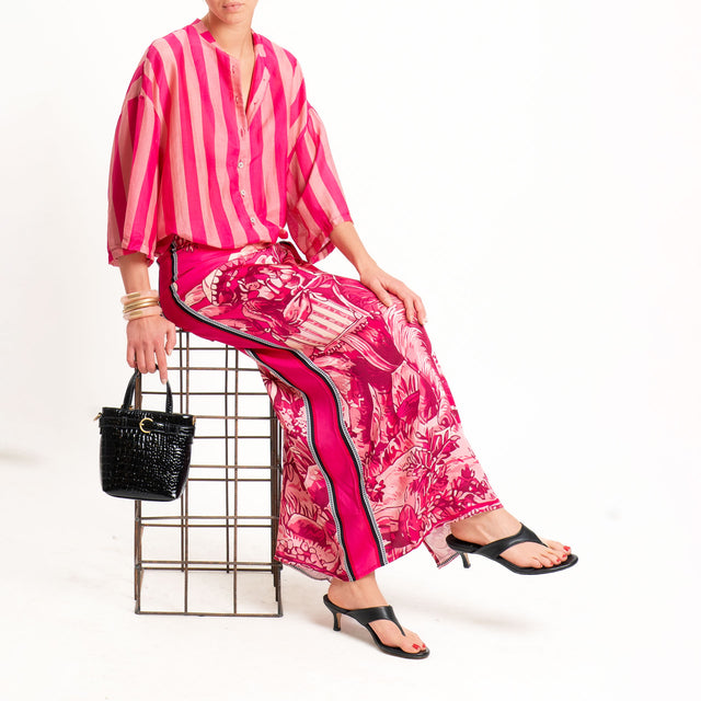 Tensione in-Camicia in mussola a righe - magenta/rosa