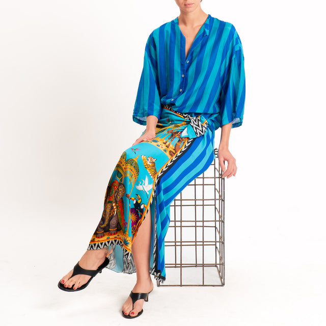 Tensione in-Camicia in mussola a righe - royal/turchese