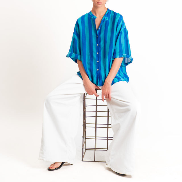 Tensione in-Camicia in mussola a righe - royal/turchese