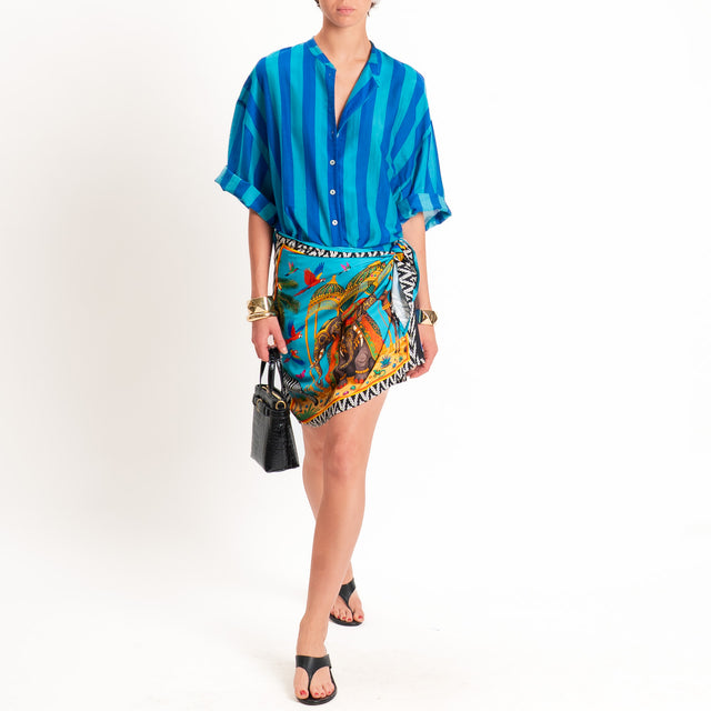 Tensione in-Camicia in mussola a righe - royal/turchese