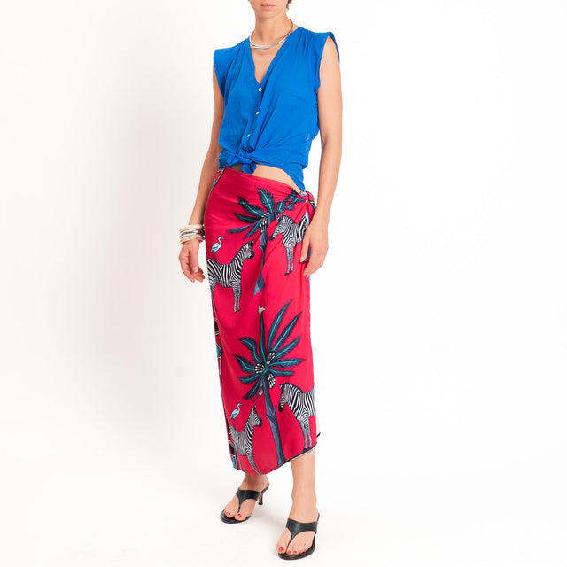 Tensione in-Gonna pareo fantasia zebre + palme - fucsia/azzurro/nero
