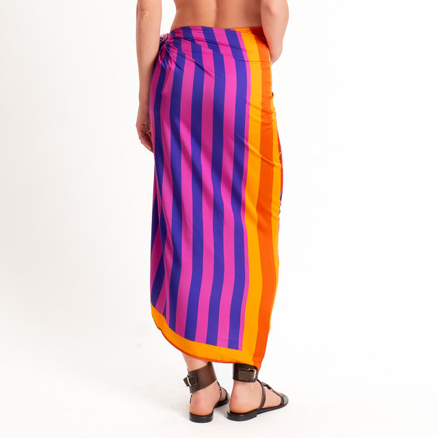 Tensione in-Gonna pareo fantasia fenice - arancio/viola/rosso