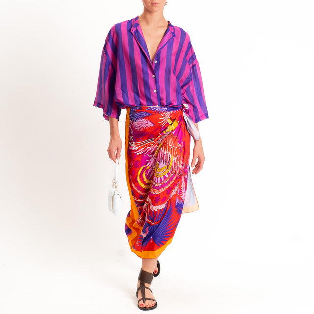 Tensione in-Gonna pareo fantasia fenice - arancio/viola/rosso