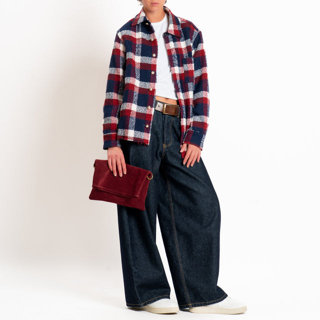 Tensione in-Camicia fantasia quadri misto lana - blu/bordeaux/burro