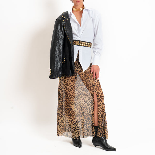 Tensione in-Gonna in tulle animalier - sand/nero
