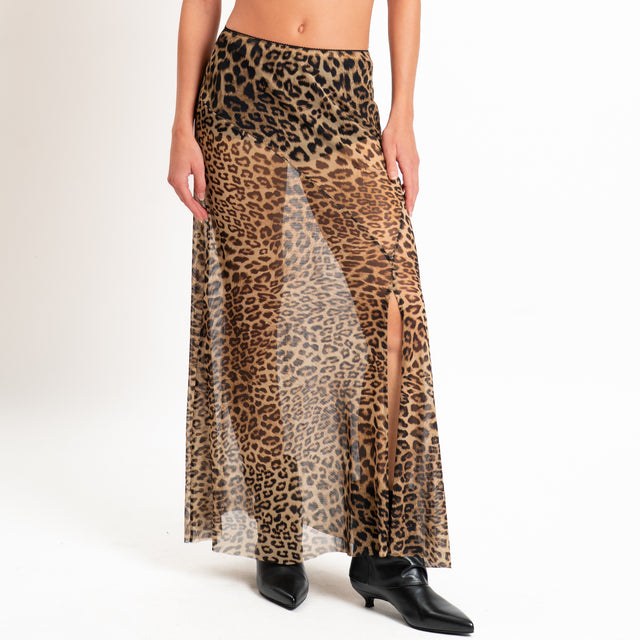 Tensione in-Gonna in tulle animalier - sand/nero