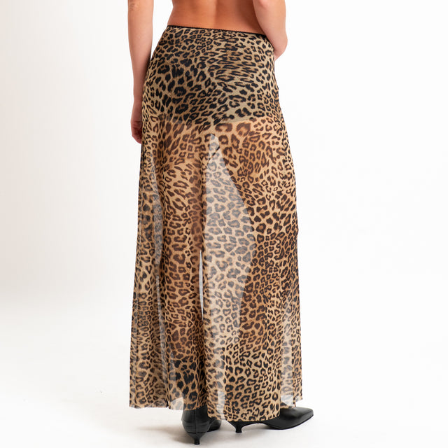 Tensione in-Gonna in tulle animalier - sand/nero