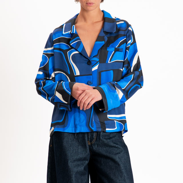 Tensione in-Camicia fantasia - blu/burro/nero