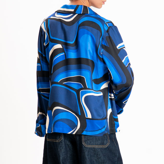 Tensione in-Camicia fantasia - blu/burro/nero