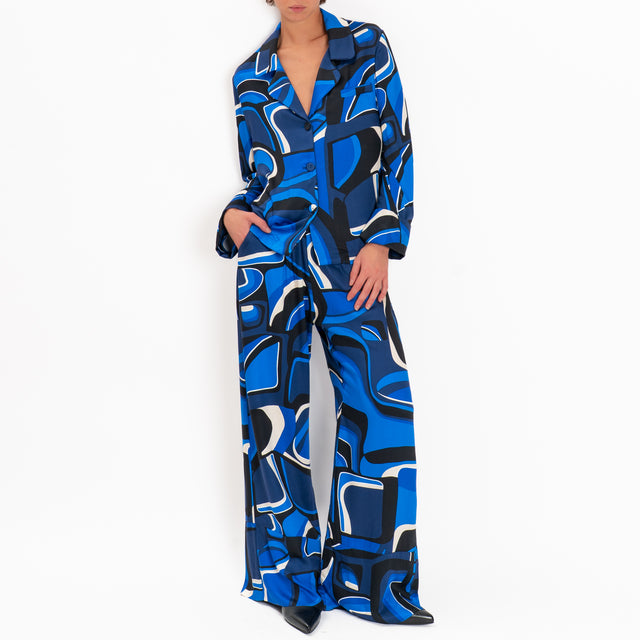 Tensione in-Pantalone fantasia elastico in vita - blu/burro/nero